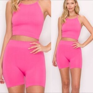 KimberlyTank Top & Bike Shorts Set Women Color Pink Size S